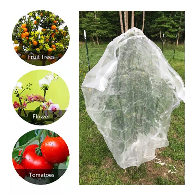 Agfabric Bird Netting 120" Hx120 W Garden Netting Insect Pest Barrier,Plant Cover Fruit Tree Netting Mesh Protection Bag with Zipper,White - size: 120"x120"