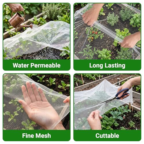 Ultra Fine 4'x10' Garden Netting,Pest Barrier & Bird Netting, Plant Mesh Net Row Cover for Garden,Greenhouse,Patio,Raised Beds, Protecting Vegetables, Flowers, Trees - size: 4'X10'