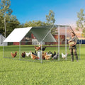 Garvee Large Metal Chicken Coop, Chicken Run for 10/20 Chickens, Outdoor Walk in Poultry Cage with Anti-UV Cover and Waterproof, 13.12 x 9.84 x 6.56 ft