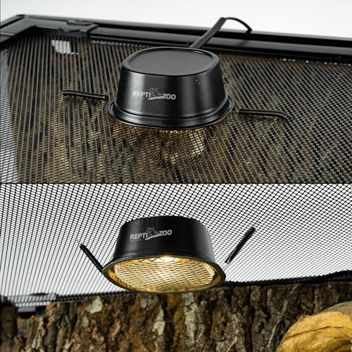 G9 Reptile Heat Lamp Bulb and Light Fixture with Safety Mesh, G9 Mini Heat Bulb 50W Warm White, UVA Reptile Heat Lamp and Basking Lampshade for Bearded Dragon Gecko Turtle Lizard Snake