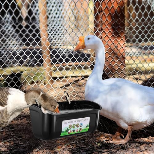 Chicken Feeder Waterer, 3 Pack Duck Feeder Supplies, Hanging Fence Feed Trough with Clips for Goat, Sheeple, Piglet, Gooses, Turkeys, Dog Livestock Poultry, Black - color: 3 pack Black
