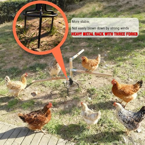2 Pack Chicken Perch Toys for Coop & Backyard Chickens, Small Chicken Perch Roosting Bars with 3-Prong Metal Ground Plug & Adjustable and Replaceable Wood Bar(Wooden, 22" H x 14" R) - size: 2pack 22" H