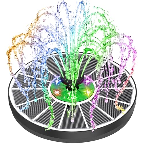 Yzert Glass Solar Fountain Floating 3.5W 2200mAh, Colorful LED, Bird Bath | Solar Water Fountain Pump Green Flower, 4 Fixers & 7 Nozzles for Garden, Outdoor, Pond, Pool