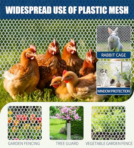 16 inx16.4 ft White Plastic Chicken Wire Mesh with 30 Zip Ties | Easy to cut and bend, no sharp edges. Ideal for poultry, rabbits, dogs, garden beds, balcony screens, floral guards & DIY. - color: 16ft White