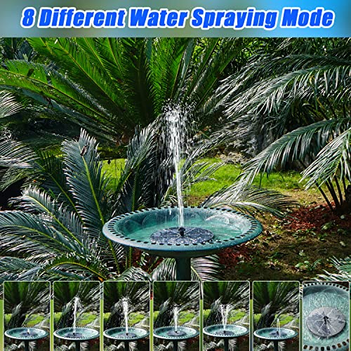 Solar Bird Bath Fountains Upgraded, 4W Solar Powered Water Fountain Pump with 4000 Battery, 7 Nozzles & 4 Fixers, Colorful LED Lights for Garden, Swimming Pool, Pond, Fish Tank and Outdoor - size: 60 LED Lights