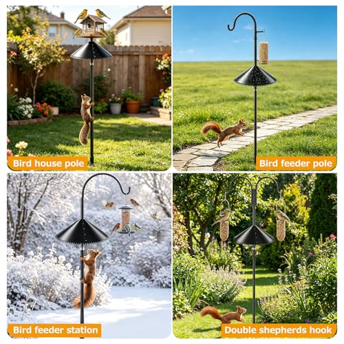 2 Pack Spring Squirrel Baffle for Bird Feeder Pole, 19 Inch | Wrap Around Squirrel Guard, Spiked Edges, Outdoor Bird Feeder Protector, For Shepherd's Hook