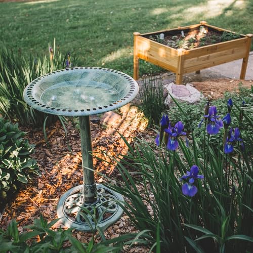 Backyard Expressions Outdoor Garden Bird Bath - Mint Green - Weather Resistant Polyresin - 27 Inch - color: Mint Green