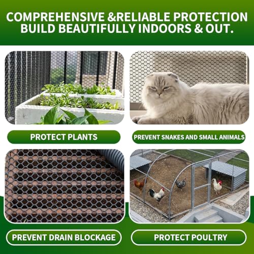 Black Plastic Chicken Wire 16in X 33ft,Garden Netting Fencing | Plastic Chicken Wire Mesh Fence,Barrier for Poultry,Animals,Pets and Balcony - color: Black, size: 16INx33FT