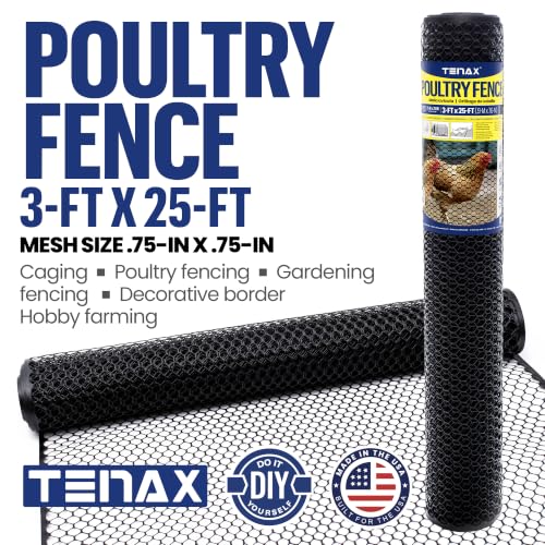 Tenax 2A230090 Poultry Fence 3' x 25' Black Made in USA - color: Black, size: 3-ft x 25-ft