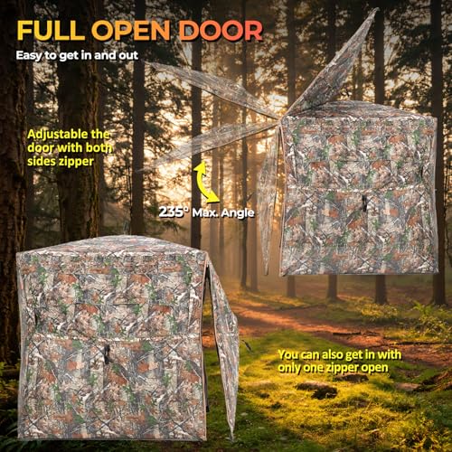 ITEFDTUTNE 360 See-Through Hunting Blind, 2-3 Person, Light Woodland Camouflage, 4 Season, Hunting Tent - color: Light Woodland Camouflage