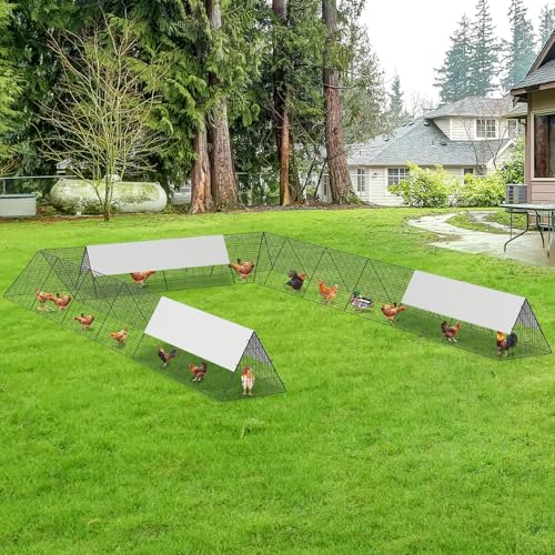 GarveeLife Chicken Tunnels for Outside with Corner Frames, Large Metal Chicken Runs with Weather-Resistant Cover, Portable Poultry Cage for Hens, Ducks, Rabbits, 238.2x161.4x24.2 inch - size: 40.9"L x 29.7"W x 2.8"H