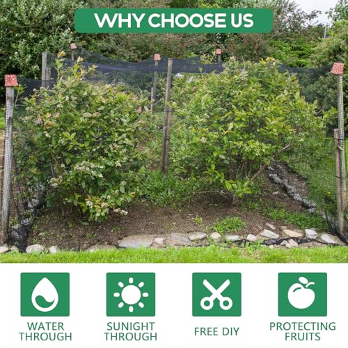 Unves 13 x 50 Ft Bird Netting for Garden, Fruit Tree Garden Netting | Heavy Duty Bird Net Protect Fruit Trees and Vegetable Plants Against Birds and Other Animals - color: Black, size: 13 x 50 Ft