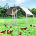 Giantex 9.2ft Large Metal Chicken Coop, Walk-in Chicken Coops Hen Run House Shade Cage with Waterproof and Sun Protection Cover for Outdoor Backyard Farm Use Poultry Cage (9.2 x 6.2 ft, Flat) - size: 110.5"L x 75.0"W x 77.0"H