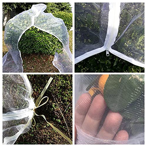 Agfabric Bird Netting 120" Hx120 W Garden Netting Insect Pest Barrier,Plant Cover Fruit Tree Netting Mesh Protection Bag with Zipper,White - size: 120"x120"