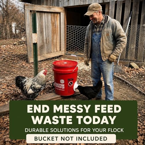 DIY Port PVC Gravity Fed Chicken Feeder 4 Ports and Hole Saw | Use for Buckets, Barrels, Bins, Troughs | Rain Proof, Weather Resistant, No Waste Chicken Feeders | As Seen on Shark Tank, Gravity Fed Chicken Feeder, for Buckets, Barrels, Bins & Troughs, Pou