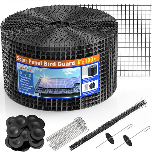Solar Panel Bird Guard 6 Inch x 100 Ft for Pigeon Squirrel | PVC Coated Welded Wire Mesh Critter Guard for Solar Panels with Fasteners, Solar Screen for Pigeon Netting Bird Proof - color: 6IN x 100FT
