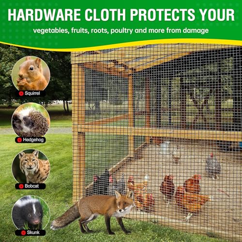 Dynabyte Black Hardware Cloth 1/2 inch 16 x 25 Ft 19-Gauge | Vinyl Coated Chicken Wire Fencing, Wire Mesh Roll, Chicken Wire Mesh Roll, Chicken Coop Wire, Tree Guard, Welded Wire Fencing - size: 1/2 inch 16"X25'