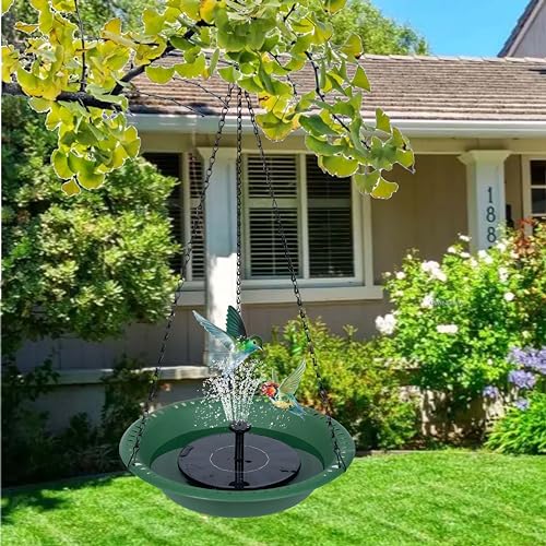 OVZILKI Bird Baths for Outdoors Heavy Duty, 10 inch BirdBath Bowl Only with Rust-Proof Black Chains, Hanging Bird Bath Hanging Bird-Feeder for Garden Backyard Decor (Green 1 Pack) - color: Green, size: 10in 1pack