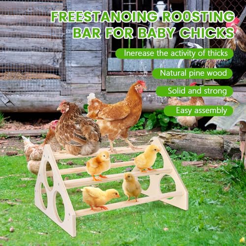 2Set Wooden Chick Perch, Chicken Rocking Roosting Bar, Chicken Perches Roosting Bar for Chicks, Birds, Parrots