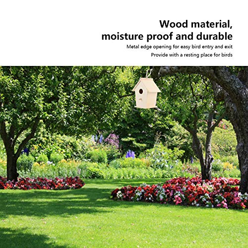 Bird House for Outside,Wooden Bird Houses,Unfinished Hanging Birdhouse,Garden Patio Decorative Nest Box Bird House,for Wrens, Swallows, Finches, Chickadee