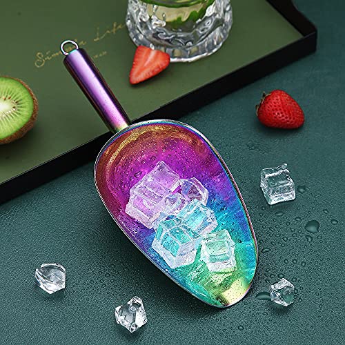 Rainbow Ice Cream Scoop - Premium Stainless Steel for Cookie, Dog Food, Flour, Candy - Dishwasher Safe (8oz/9 Inch) - color: 2. Rainbow