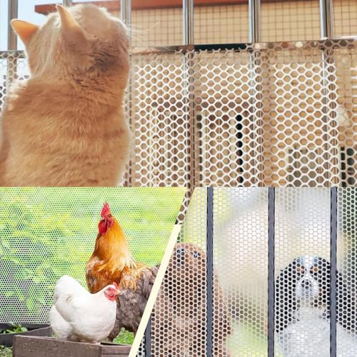 Plastic Wire Mesh Fence 16in x 33Ft Plastic Chicken Wire Mesh for Poultry, Dogs, Rabbit, Snake Barrier & Gardening Versatile Plastic Fencing (16in x 33Ft, White) - color: White, size: 16in x 33Ft