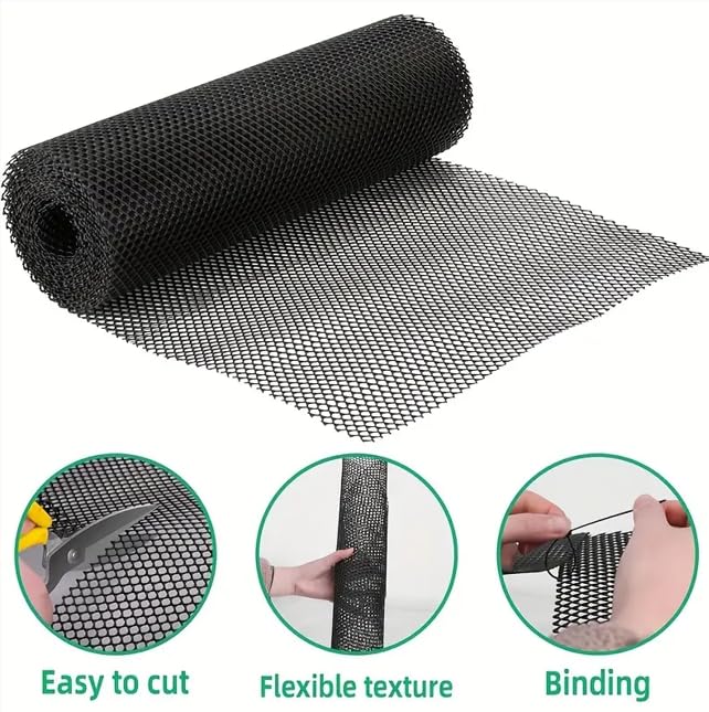 Plastic Chicken Wire Mesh - 24 in x 20 ft Black,Comes with 30 Twist Ties, Plastic Wire Mesh Fence for Dogs, Cats & Poultry - Garden Netting & Animal Barrier, Balcony Netting for Pets - WEYHDDTL - size: 24Inchx20Ft(0.3"Opening)