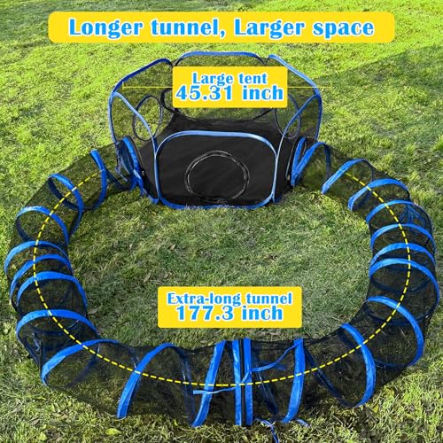 Small Animal Playpen Guinea Pig Cage Rabbit Cage Breathable Pop Open Exercise Yard Fence with Top Cover Anti Escape for Cat, Bunny, Hamster, cat, Hedgehog (Black & Blue) - color: Black & Blue