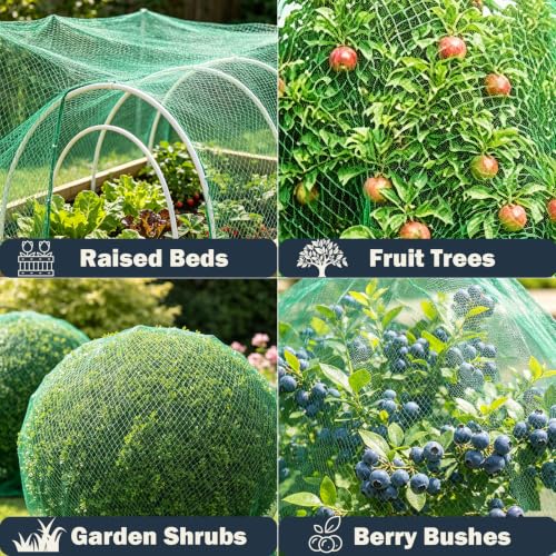 Jollybower Bird Netting for Garden 13x20ft, Plastic Trellis Netting to Protect Vegetable Plants & Fruit Trees, Reusable Garden Net Against Birds, Deer, Squirrels. - size: 13x20FT