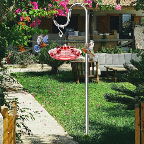 COCONUT Shepherds Hook, 62 Inches Shepherds Hook with 5 Prongs Base Stainless Steel Adjustable Garden Hanging Holder for Bird Feeders Lanterns Planting Hanger Weddings Decor, Silver - color: Silver, size: 62 inch