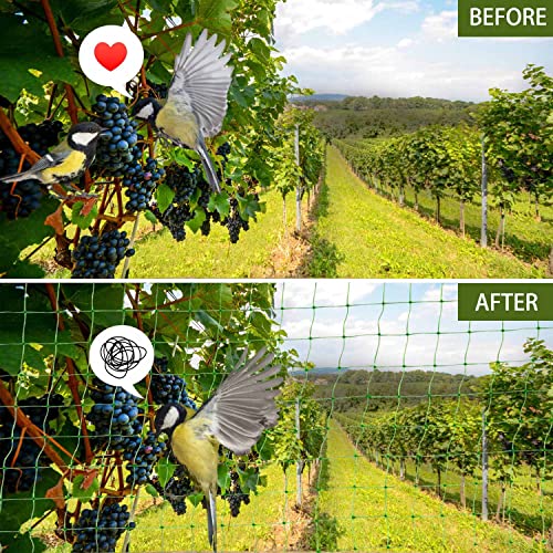 UWIOFF Garden Netting, 7 x 100 FT Bird Netting for Garden Protection, Green Deer Netting for Plants Fruit Trees Vegetables from Birds, Squirrels, Other Animals | UV Resistant, Plastic Garden Fencing Net for Plant Fruit Tree Vegetable from Bird Deer, 3/4"