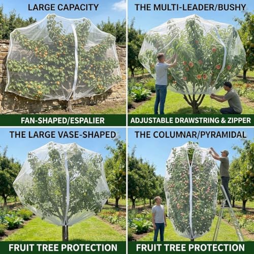 2 Pack 12x16Ft Extra Large Drawstring & Zipper Fruit Tree Netting Cover - Reusable Bird Netting for Blueberry Bushes, Anti-Cicada/Deer/Squirrel Large Plant Protection Net - size: 12x16Ft