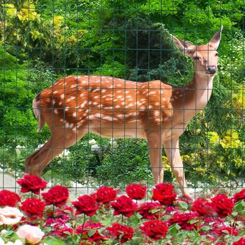 Green PVC Coated Welded Wire Fence 24" x 50' Roll, 2"x3" Mesh, 16 Gauge | Vinyl Coated Garden Fencing, Yard & Pet Barrier, Chicken Wire Fencing, Dog Enclosure Mesh, Vegetable Plant Protector - color: Green, size: 2''x3'' 16GA 24''x50'