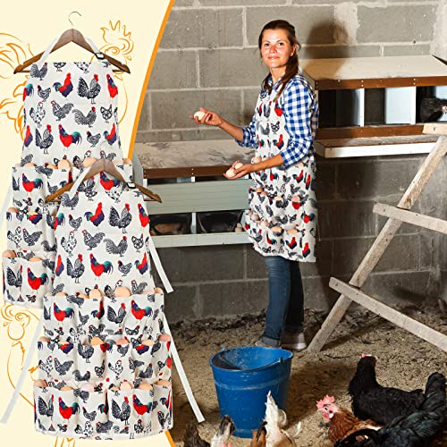 Loopeer 2 Pcs Egg Apron Collecting Apron for Fresh Egg Gathering Adjustable Gathering with Pocket for Gift Women - style: 18 Pockets