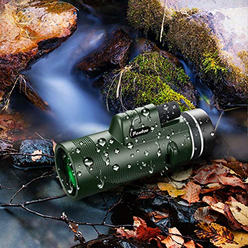 40x60 HD High Power Adult Monocular with Tripod and Smartphone Adapter - Ideal for Birdwatching, Hiking, Traveling Concerts - BAK4 Prism, Clear Colors, Durable and Portable - color: Military Green