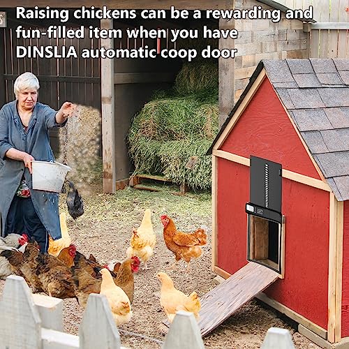 Automatic Chicken Coop Door Battery Powered - Aluminum Chicken Coop Door with Timer Anti-Pinch Sensor LCD Screen - Waterproof Chicken Door for Hens, Ducks, Geese Poultry (Large)