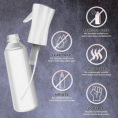 Hair Spray Bottle Continuous Water Mister Bottle Empty Ultra Fine for Hair Styling, Pets, Plants, Cleaning, Misting & Skin Care, Salons, for Taming Hair in Morning, Curly Hair, Essential Oil - color: White