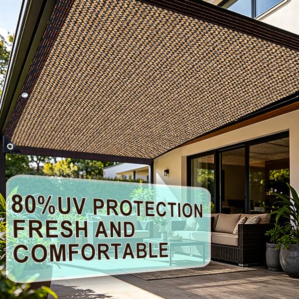 70% Shade Cloth - Sun Shade Cloth Mesh Tarp with Grommets Pergola Shade Cover Canopy, Mesh Tarp Sun Screens for Patio, Outdoor, Garden, Backyard [Brown 3x16FT] - size: 3×16FT