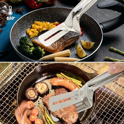 Dual-Purpose Nylon Egg Flipper Spatula & Stainless Steel Fish Turner Combo – Heat-Resistant Kitchen Tools for Non-Stick Pans, BBQ, Grilling (2-Piece Cooking Utensil Set)