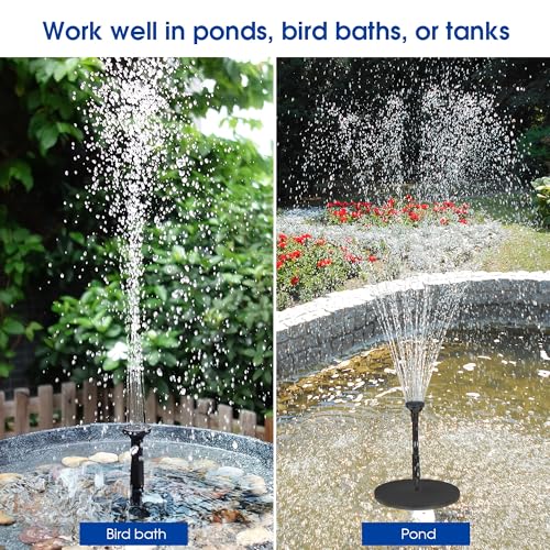 Biling 6.5W Solar Fountain for Bird Bath Attracts Birds with Flowing Water | Solar Water Pump with Multiple Nozzles, DIY Solar Water Feature for Garden Yard Small Fish Pond - size: 6.5W