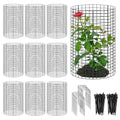 30 Pcs 24'' x 12'' Large Wire Plant Protector from Animals, 10 Pack Metal Plant Cage Chicken Wire Cloche with Ground Stakes and Nylon Tie to Keep Animals Out, Garden Protection Bunny Barricade - size: 10 Pack 24'' x 12''