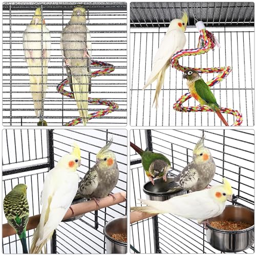 Yaheetech 69" Large Bird Cage, Rolling Parrot Cage for Parakeets Cockatiels | Play Top with Ladder & Feeders, Slide-Out Tray, Rolling Stand, Wrought Iron Cage for Small Medium Birds, Indoor Outdoor