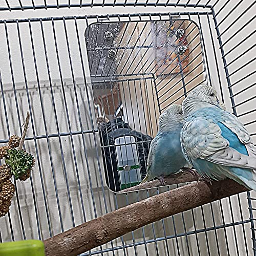 Mygeromon Bird Mirror for Cage with Parrot Rope Perches | for Parakeet, Budgerigar, Lovebird