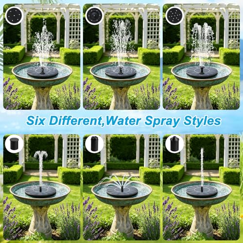 Floating Solar Fountain Pump, Upgrade 1.5W Solar Powered Water Pump with 6 Spray Nozzles & 4 Fixed Pipes, Solar Fountain for Bird Bath, Garden Pond, Pool, Outdoor - color: 1.5w Solar Fountain