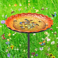 Bee Butterflies Watering Station, Standing Bee Feeder with Glass Marbles for Outside, Bee Bath Feeder with Metal Stakes Butterfly Puddler Garden Yard Déco (Yellow) - color: Yellow