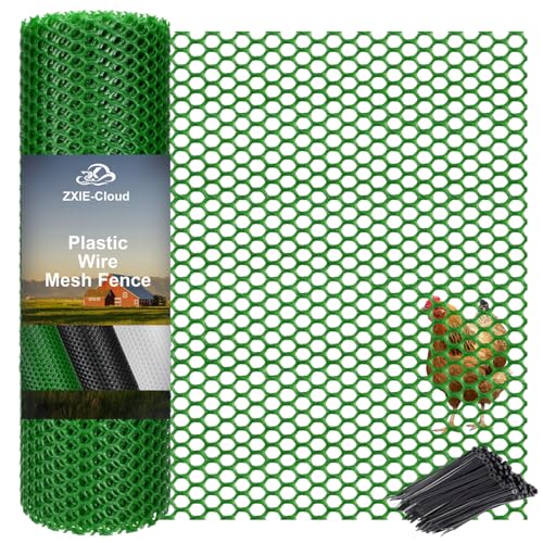 Green Plastic Chicken Wire 16in X 33ft,Garden Netting Fencing | Plastic Chicken Wire Mesh Fence,Barrier for Poultry,Animals,Pets and Balcony - color: Green, size: 16INx33FT