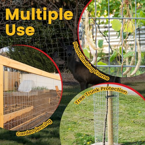 Welded Wire Fence 4Ft x 50Ft 15Ga Chicken Wire Fencing Garden | Border Fencing Roll Metal Wire Mesh for Yard Vegetable Plant Protection Poultry Netting
