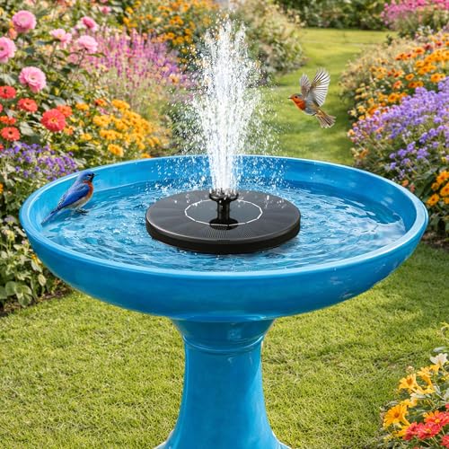 Solar Fountain, Floating Solar Water Pump with 6 Nozzles & 4 Fixed Pipes, Solar Fountain for Bird Bath, Garden, Pond, Pool - color: 1.5w Solar Water Fountain