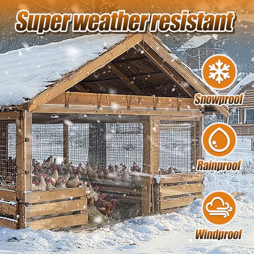 MEWTOGO 6.6x10ft Chicken Coop Covers Accessories for Winter | Easy to Install & Waterproof Chicken Run Tarp, with Elastic Cords & Rope - size: 6.6x10ft