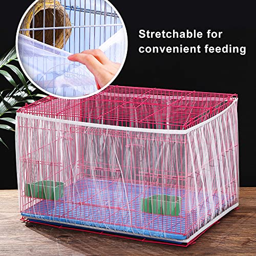 Bird Cage Seed Catcher Skirt, Bird Cage Mesh Net Cover, Parakeet Cage Skirt, Birdcage Cover Seed Catcher for Round Square Cages (White, XL) - color: White